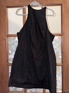 Mauve Black High-Neck Mini Dress